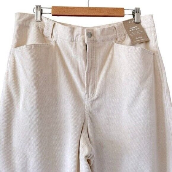 MADEWELL Emmett Wide Leg High Waist Corduroy Pants Size 33 Antique Cream NEW - Picture 7 of 13